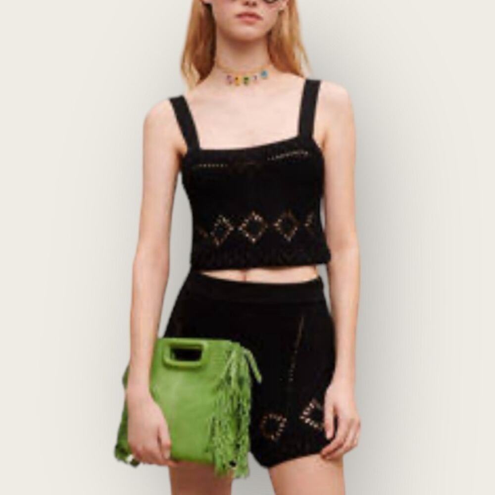 NWT | Maje | Crochet Cami Crop | Black | 2/M